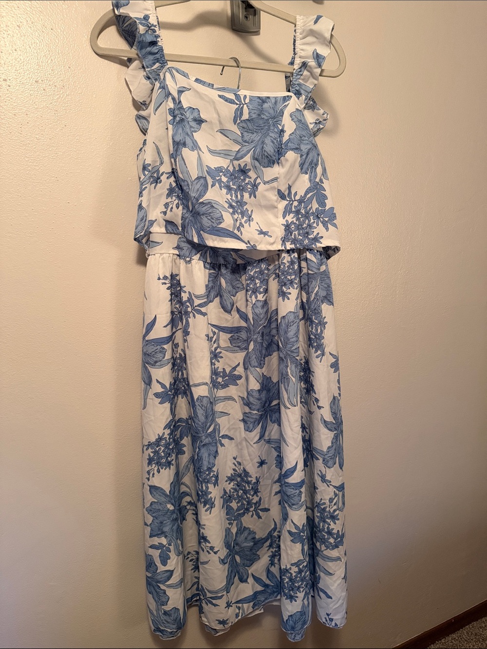 Blue Floral Tiered Midi Set